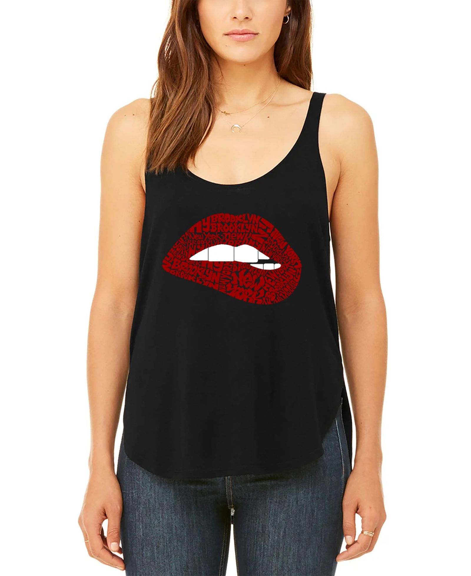 Женский топ LA Pop Art Brooklyn Lips Premium Word Art Flowy