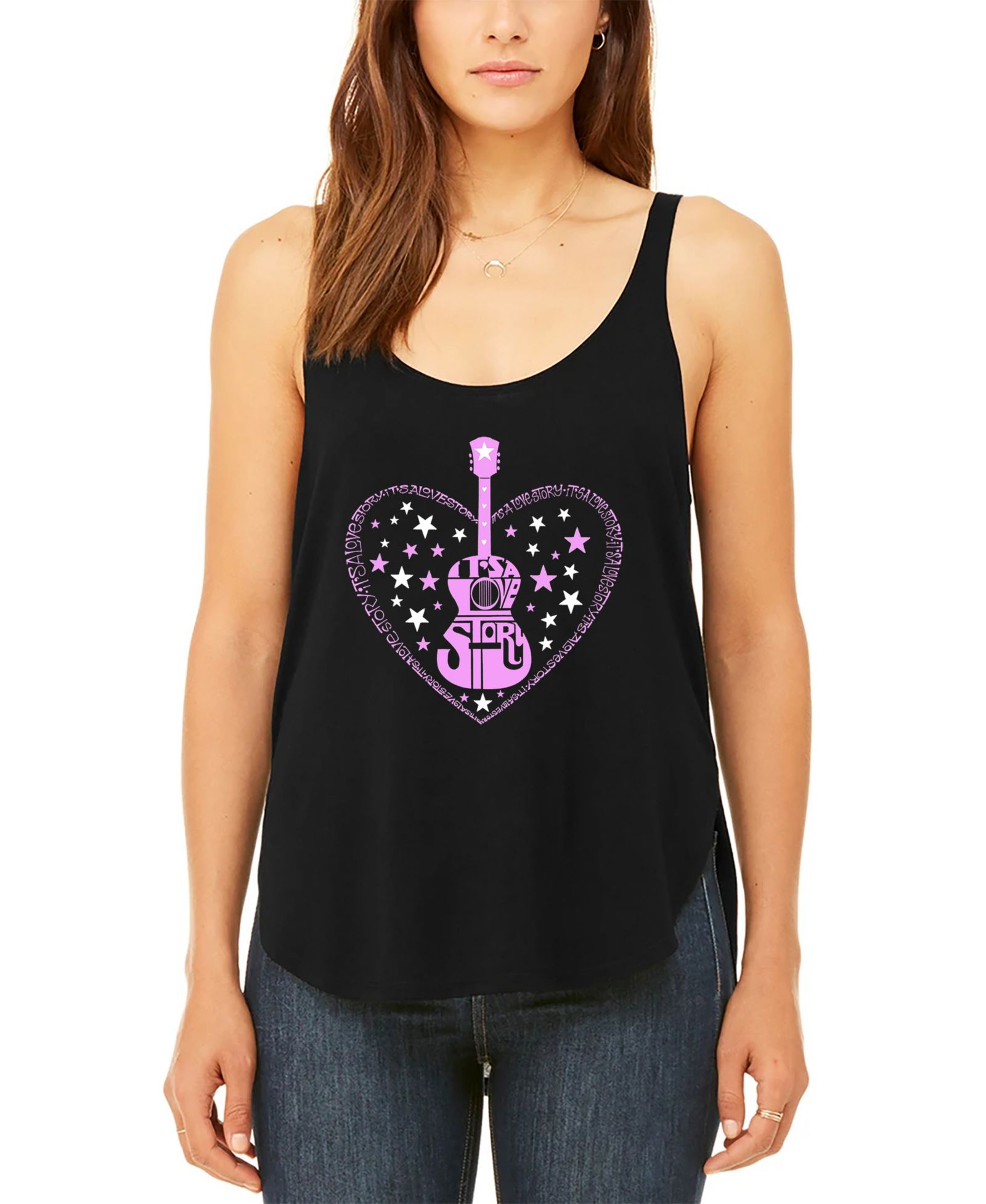 Женский топ LA Pop Art It's A Love Story Premium Word Art Flowy Tank