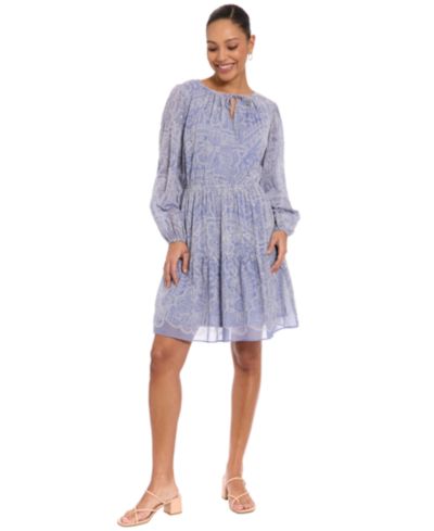 London Times Petite Elastic Waistband A-Line Short Dress