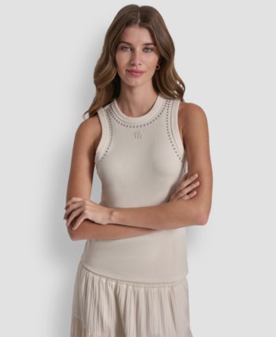 DKNY Jeans Женский Crewneck Tank Top с декором Dome Studs