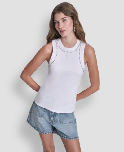 DKNY Jeans Женский Crewneck Tank Top с декором Dome Studs