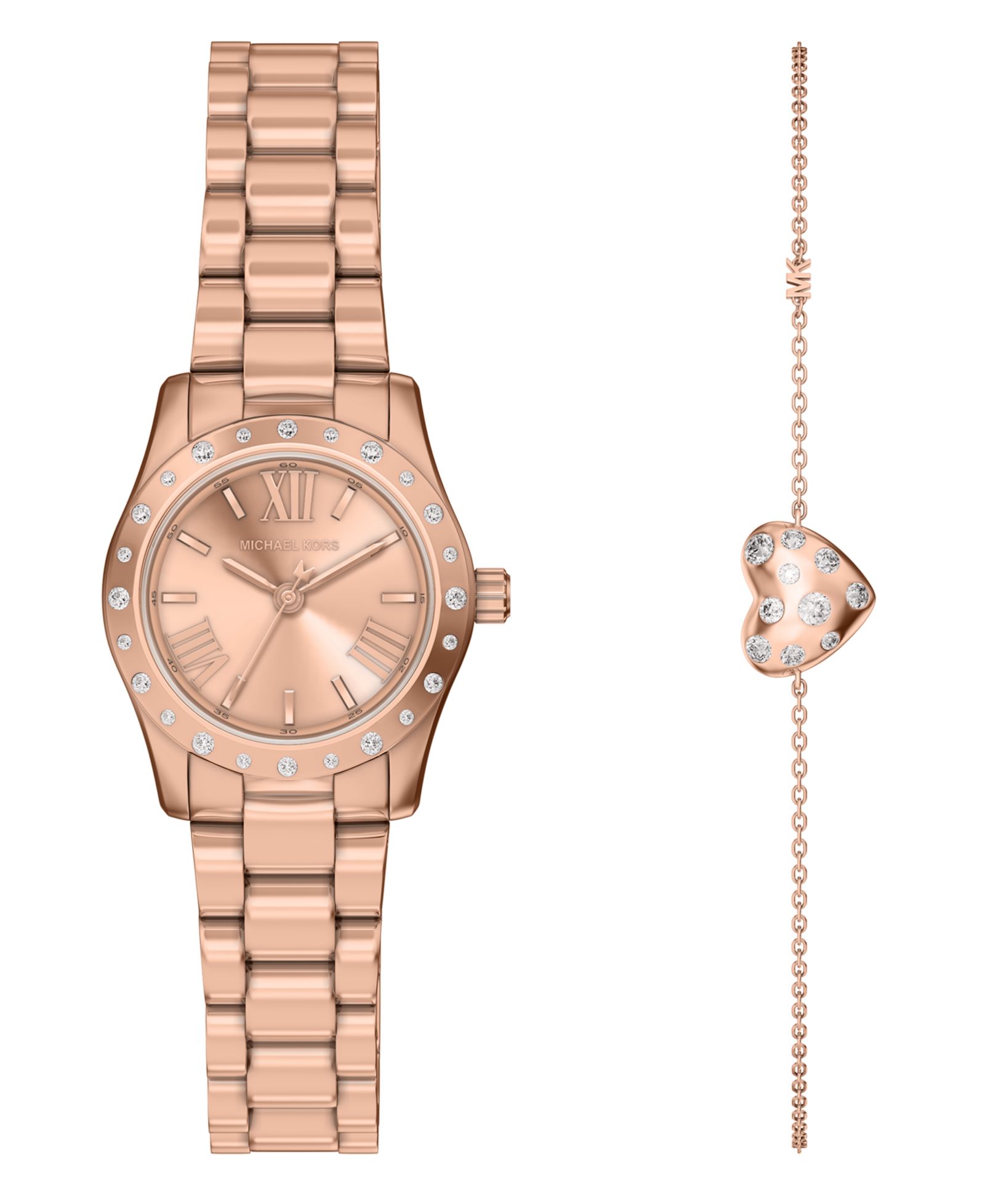 Michael Kors Женский набор часов и украшений Lexington из нержавеющей стали в цвете Rose Gold, 26mm