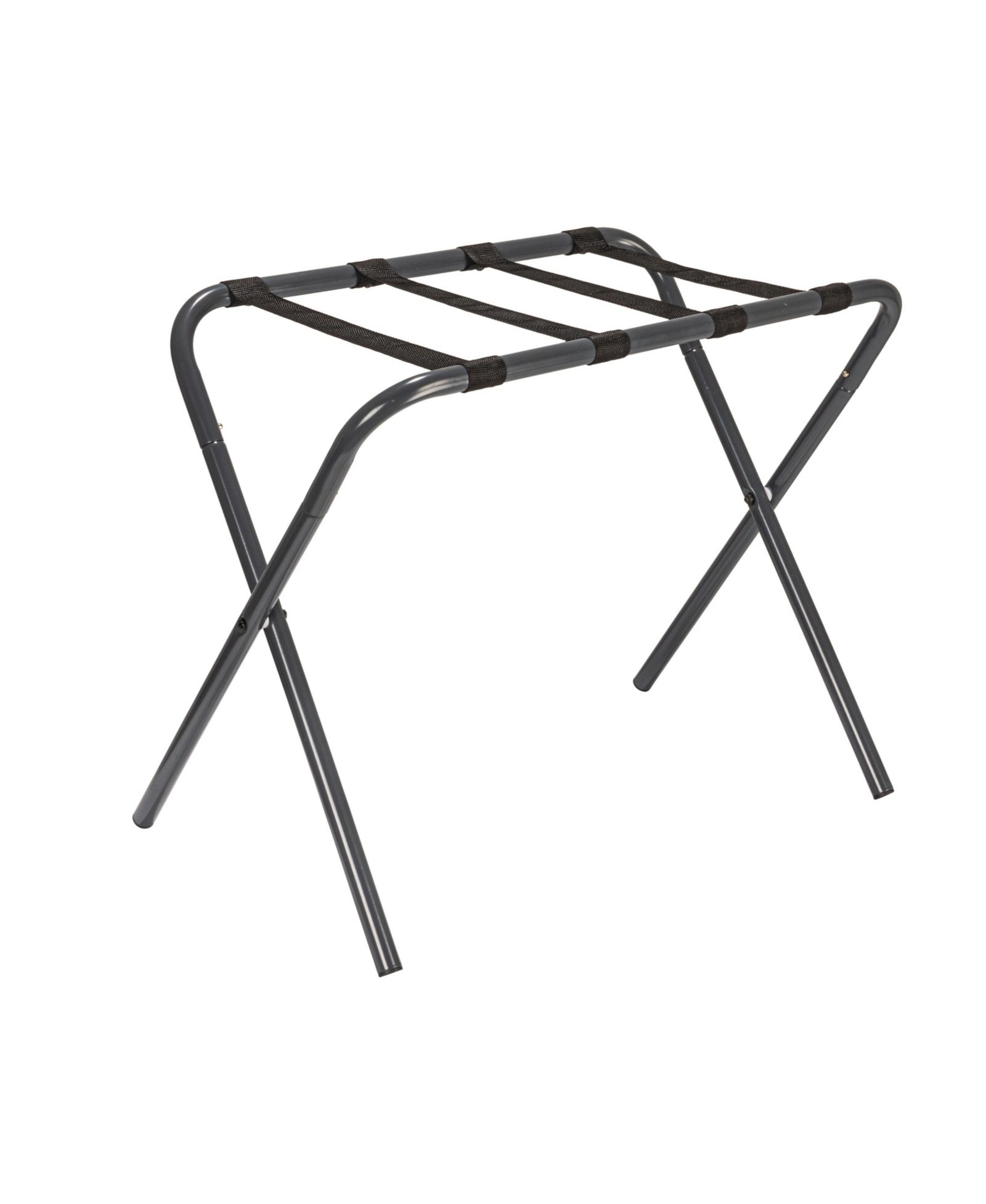 Household Essentials Luggage Rack, Grey Frame with Black Straps