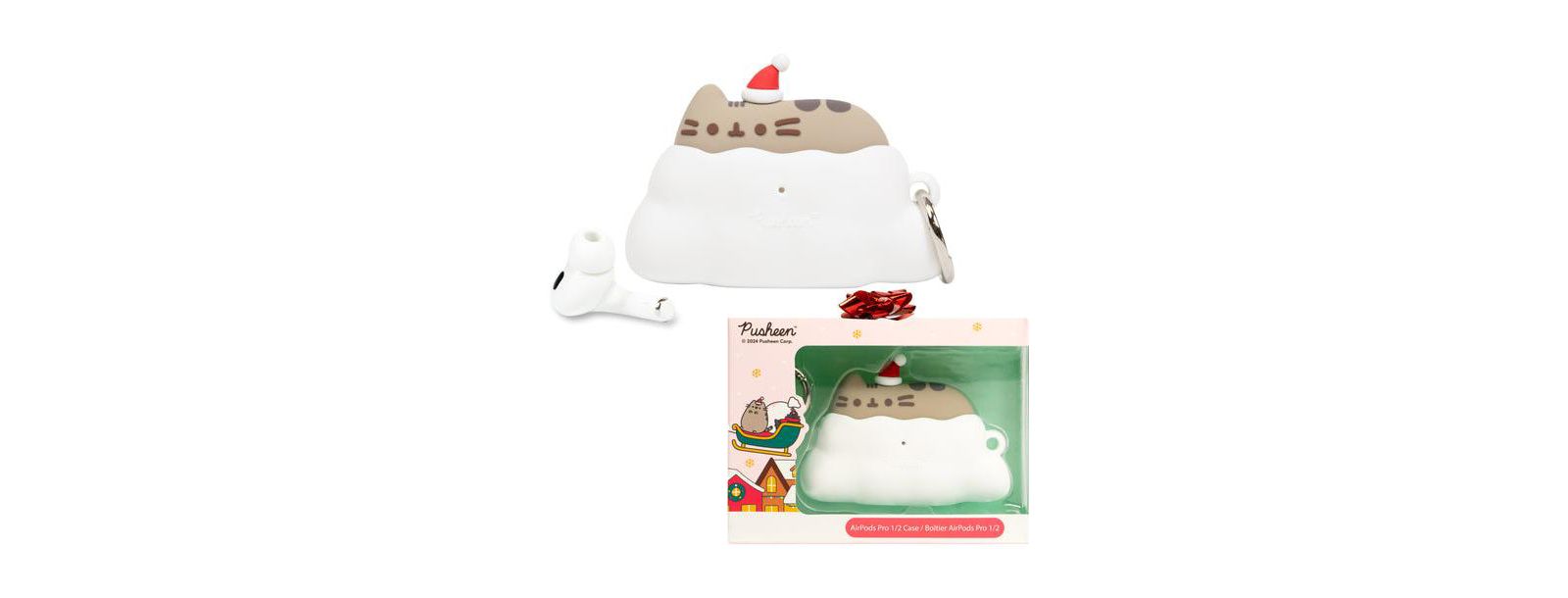 Защитный силиконовый чехол Pusheen iFace x The Cat для Apple AirPods Pro и Pro 2 с карабином и беспроводной зарядкой