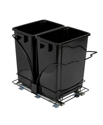 Household Essentials Glidez Steel Pull-Out Double 9 Gallon Plastic Trash Cans, Black