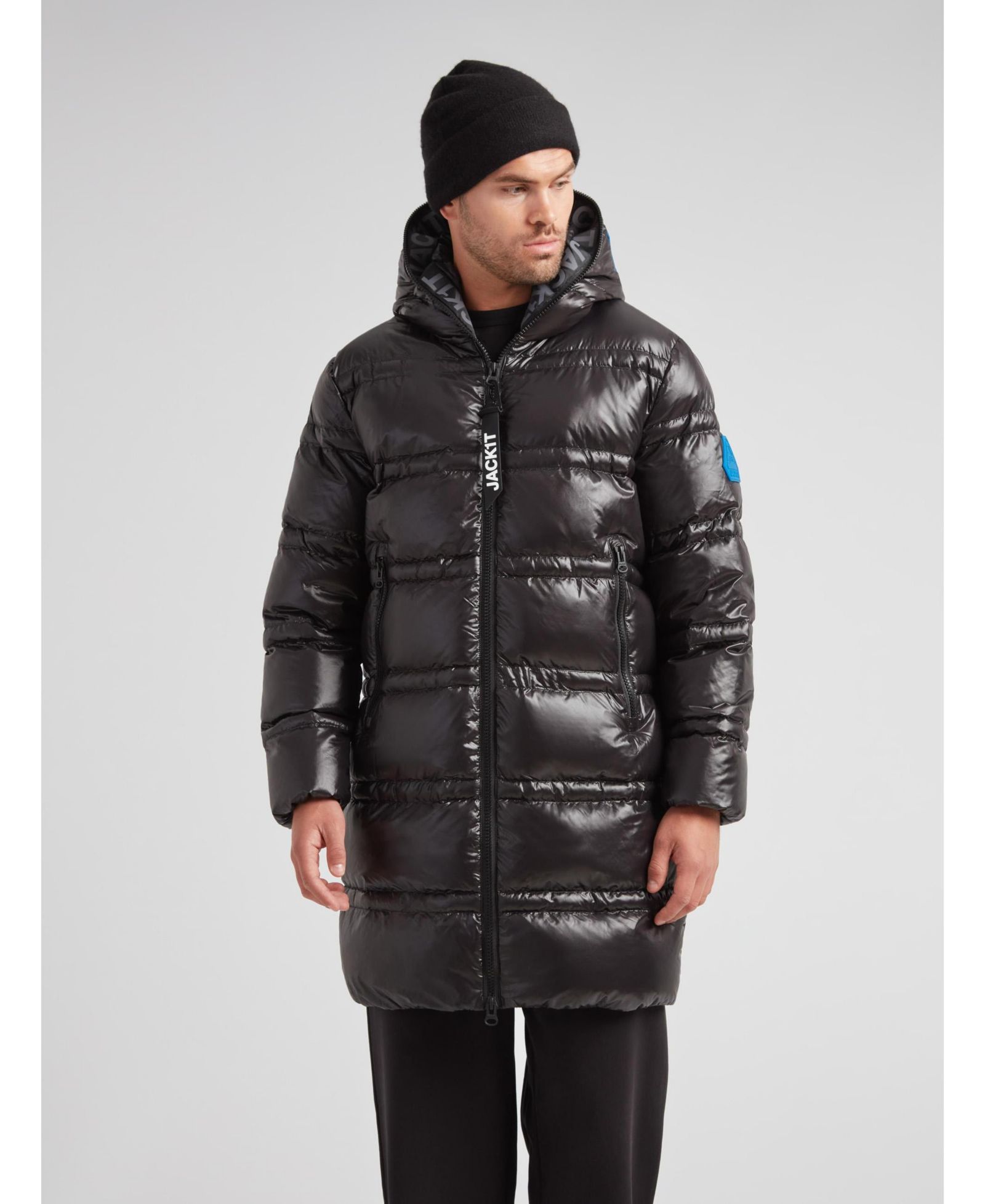 JACK1T Men's R4D Tramline Hooded Long Puffer Coat