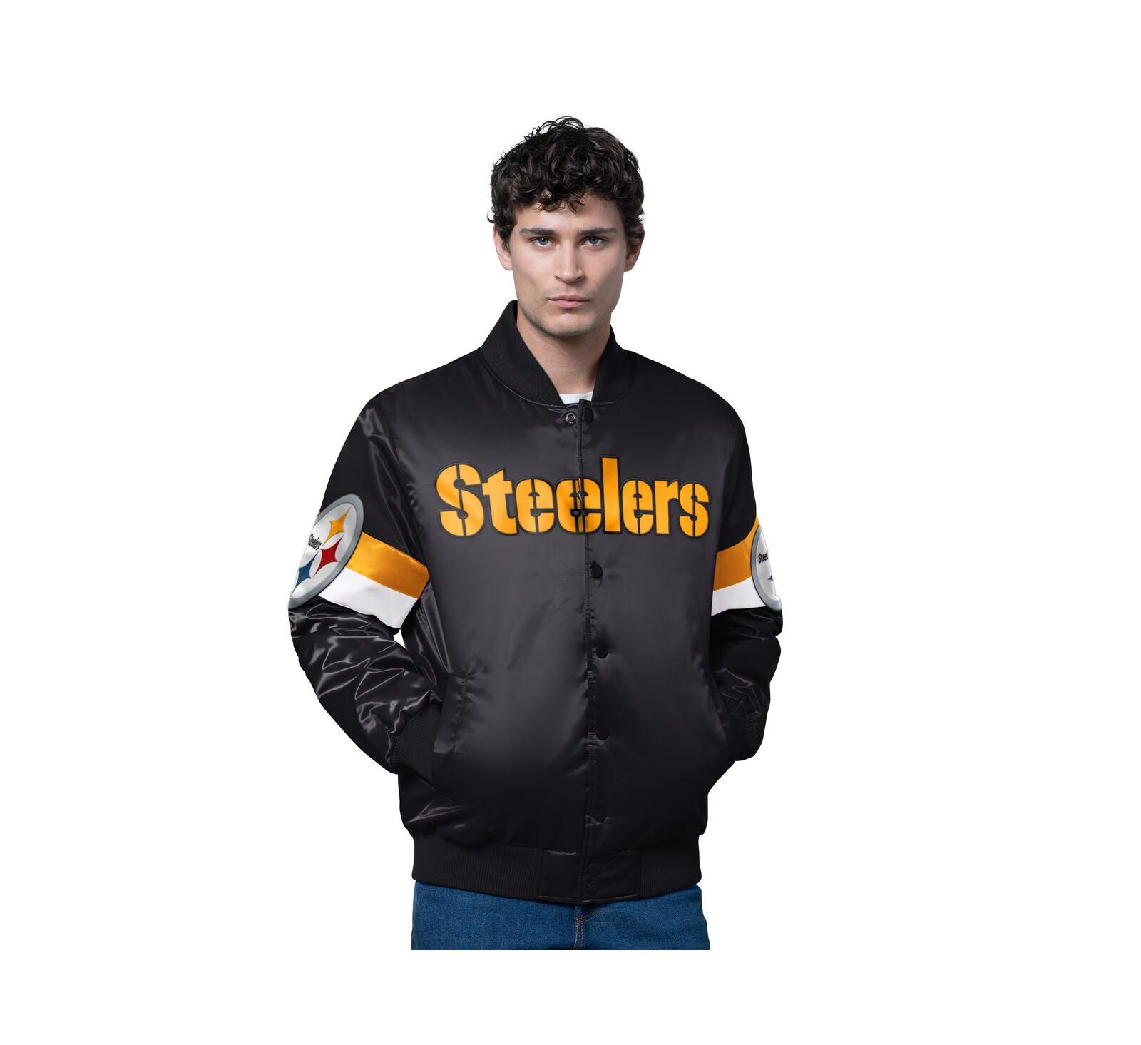 Мужская куртка Starter Pittsburgh Steelers Triple Option Satin Varsity Full-Snap