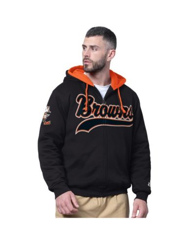 Мужская куртка Starter Cleveland Browns Big Shot Throwback с полной молнией и двойным капюшоном, черная