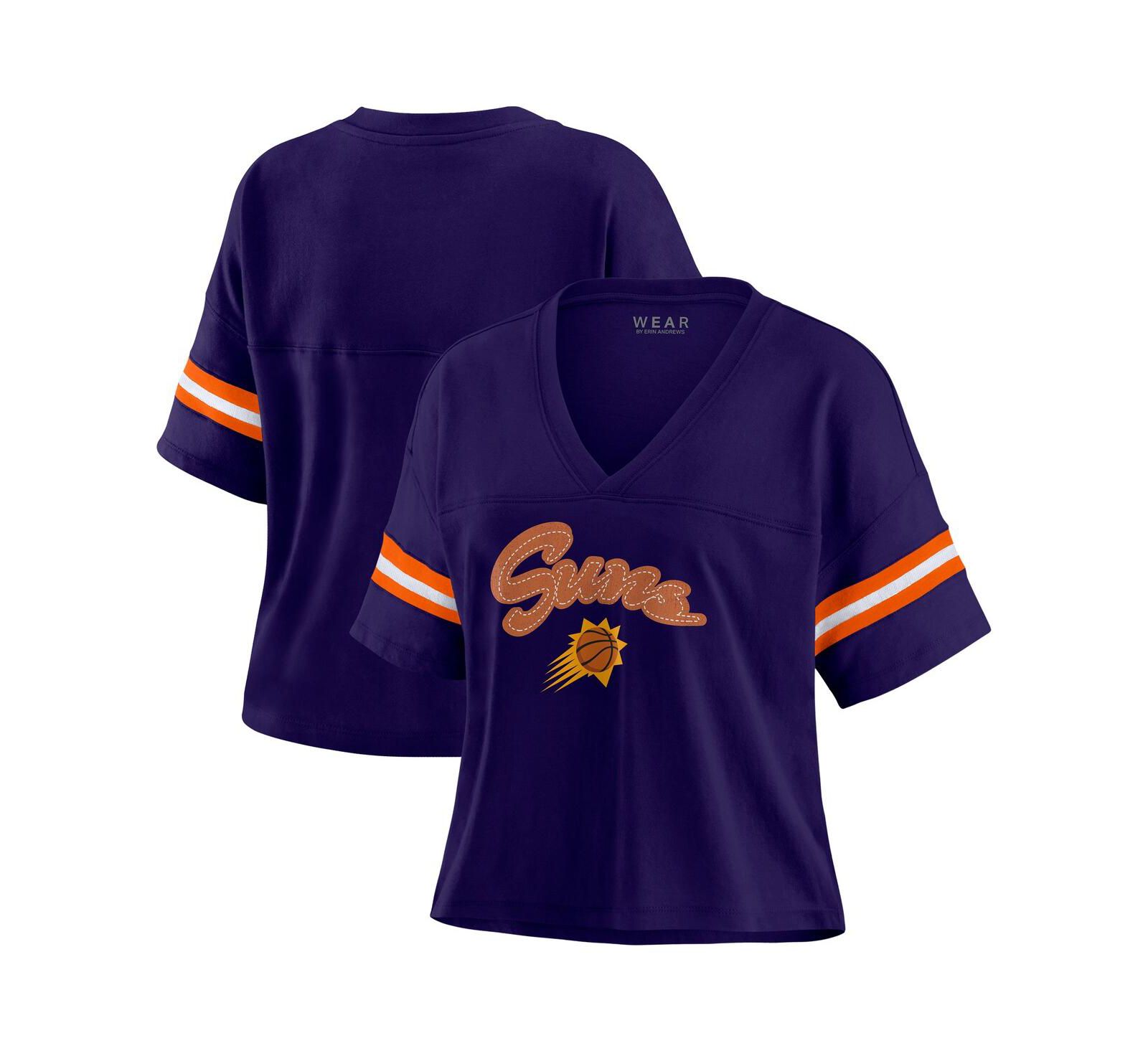 WEAR by Erin Andrews Женская футболка Boxy V-Neck с принтом Phoenix Suns, цвет Purple, Plus Size
