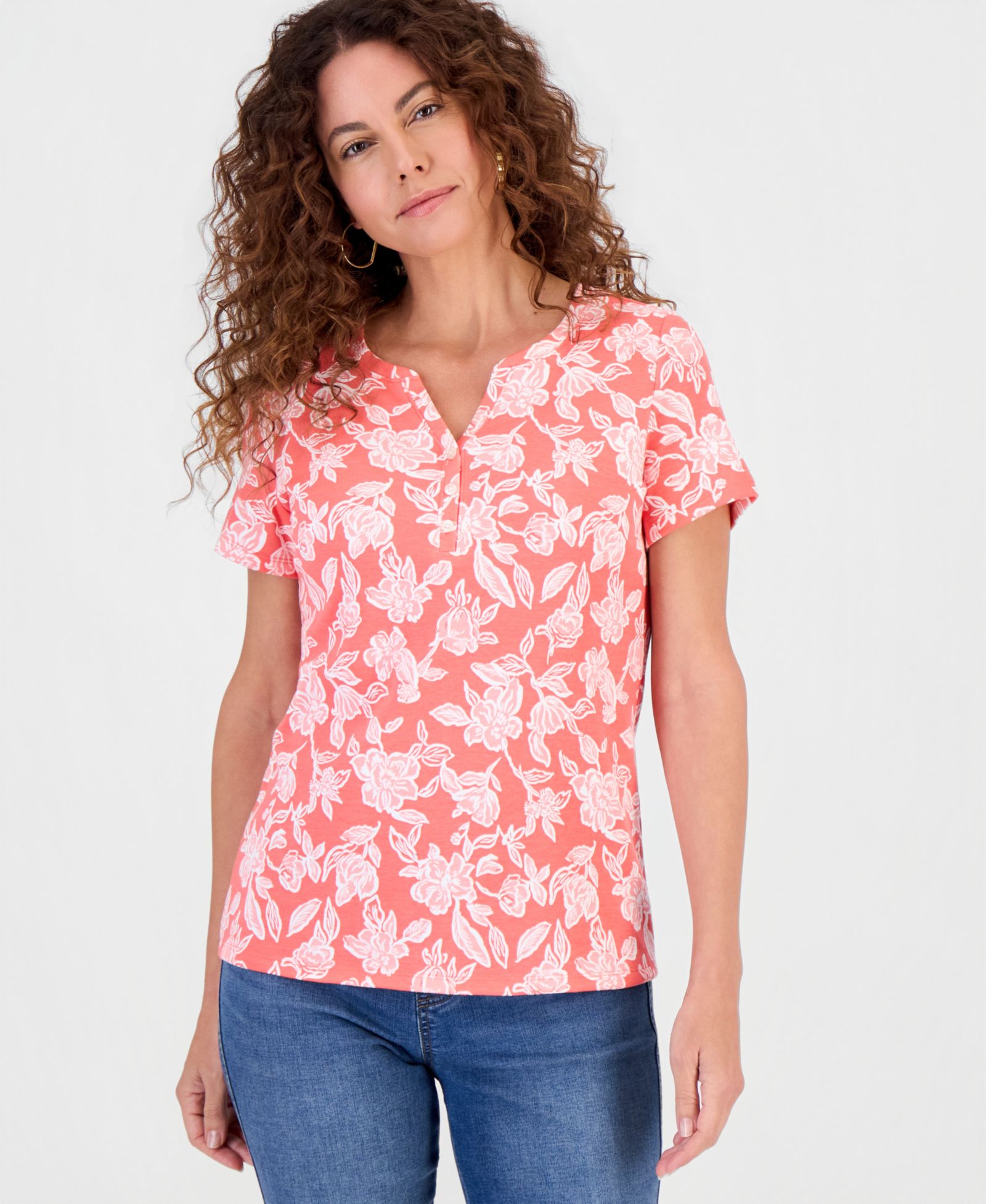Женская укороченная блузка с коротким рукавом Style & Co Petite, эксклюзив Macy's