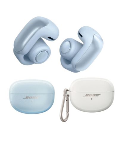 Bose Ultra Open Wireless Earbuds, Moonstone Blue, w/White Smoke Case Cover