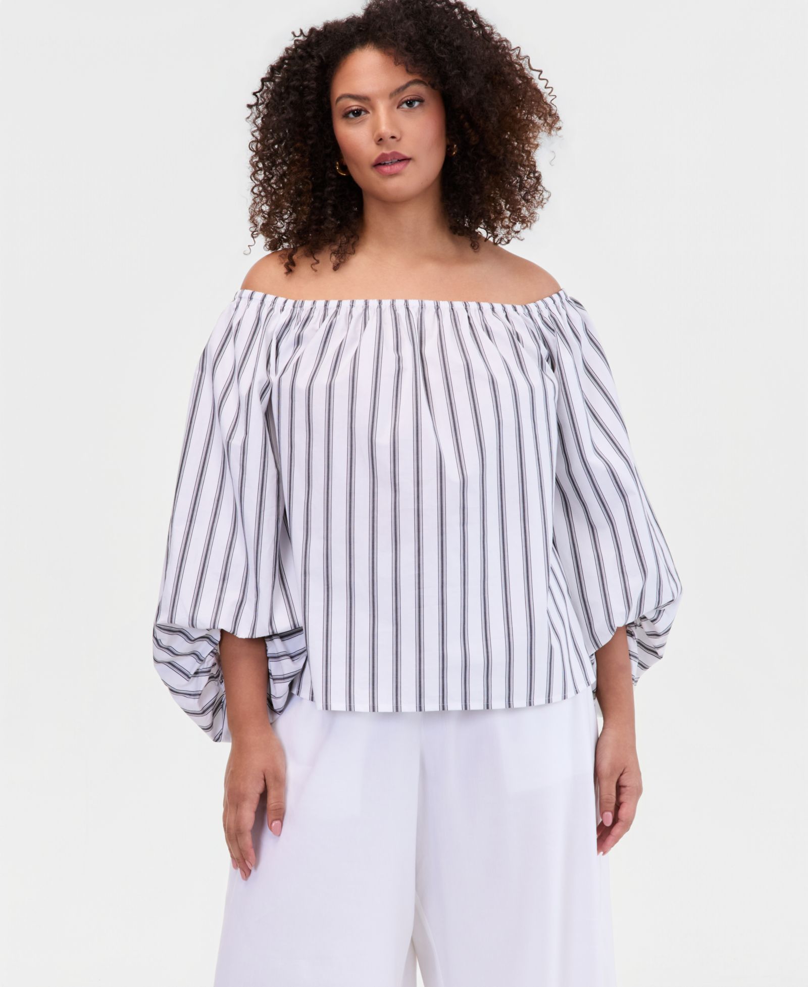I.N.C. International Concepts Plus Size Off-The-Shoulder Puffed-Sleeve Top, Macy's Exclusive