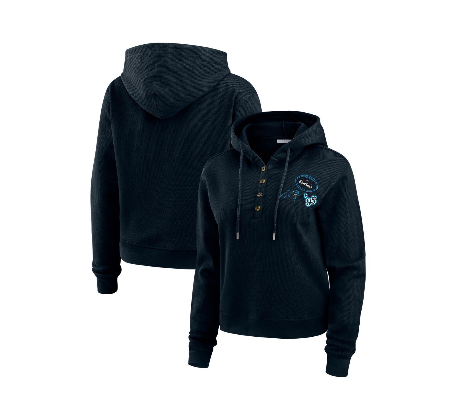 WEAR by Erin Andrews Женская темно-синяя толстовка-худи Carolina Panthers Waffle