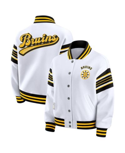 WEAR by Erin Andrews Женская флисовая толстовка на молнии White/Gold Boston Bruins