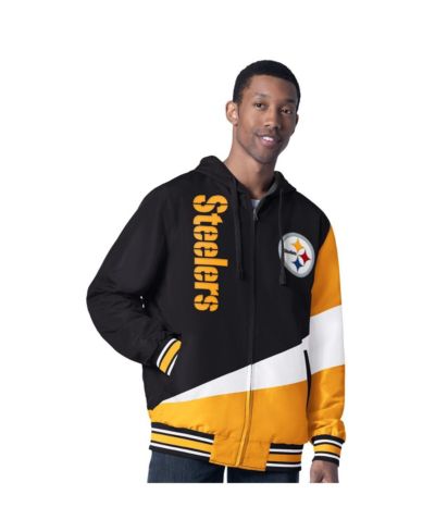 Мужская двусторонняя куртка с капюшоном Pittsburgh Steelers, черная/угольная