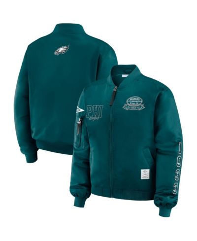Женская куртка-бомбер WEAR by Erin Andrews Midnight Green Philadelphia Eagles Patch Full-Zip