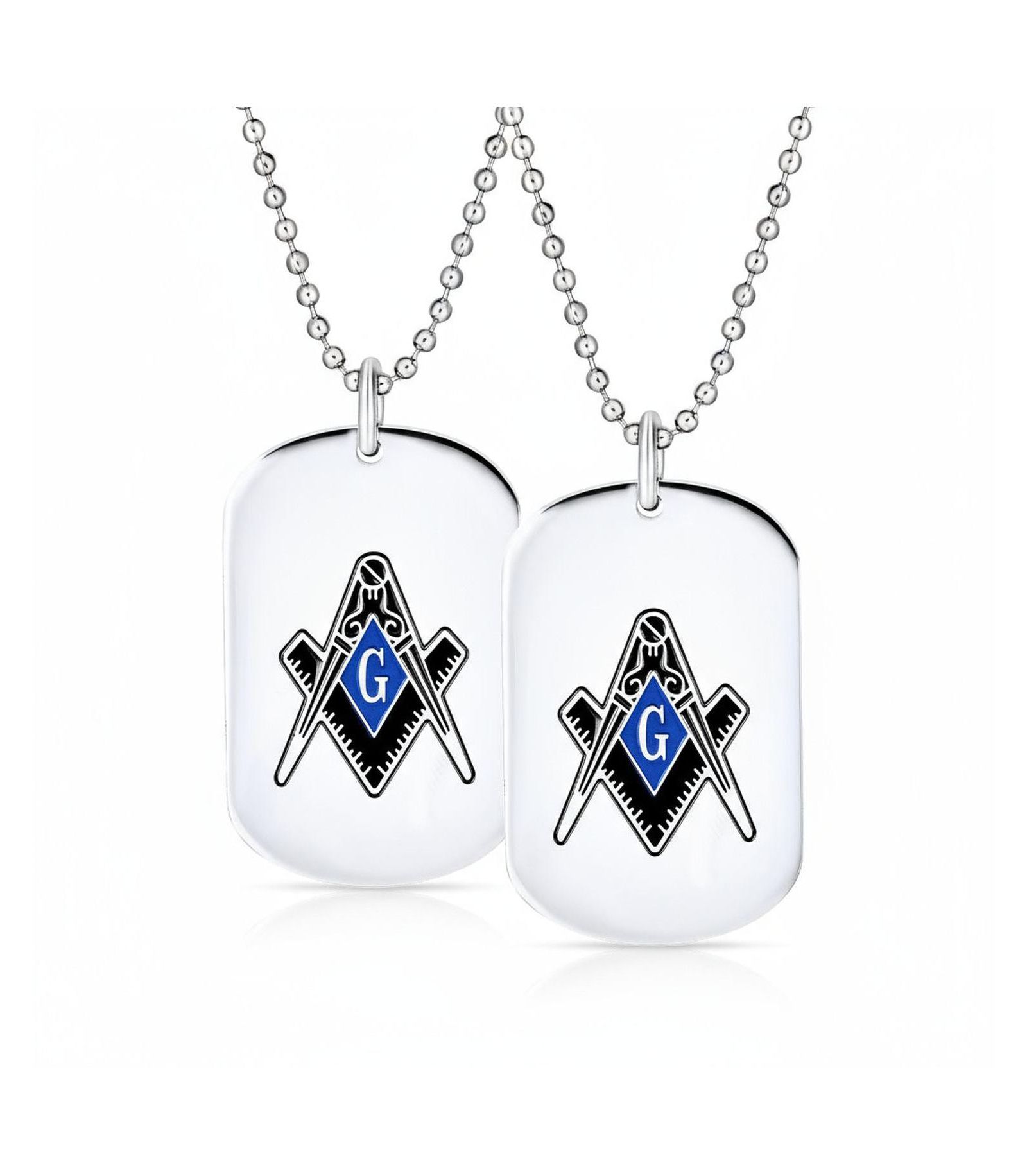 Bling Jewelry кулон-подвеска Freemason Compass из нержавеющей стали с бисерной цепочкой