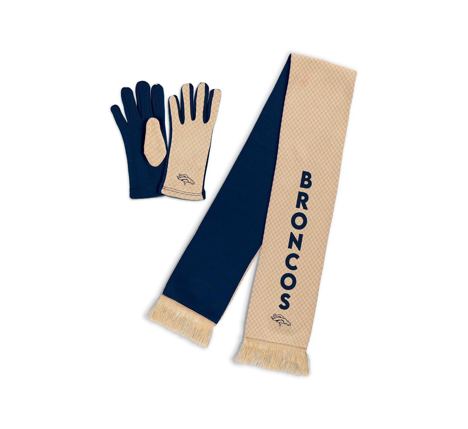 Женский набор WEAR by Erin Andrews Denver Broncos Tonal Microcheck Scarf и перчаток