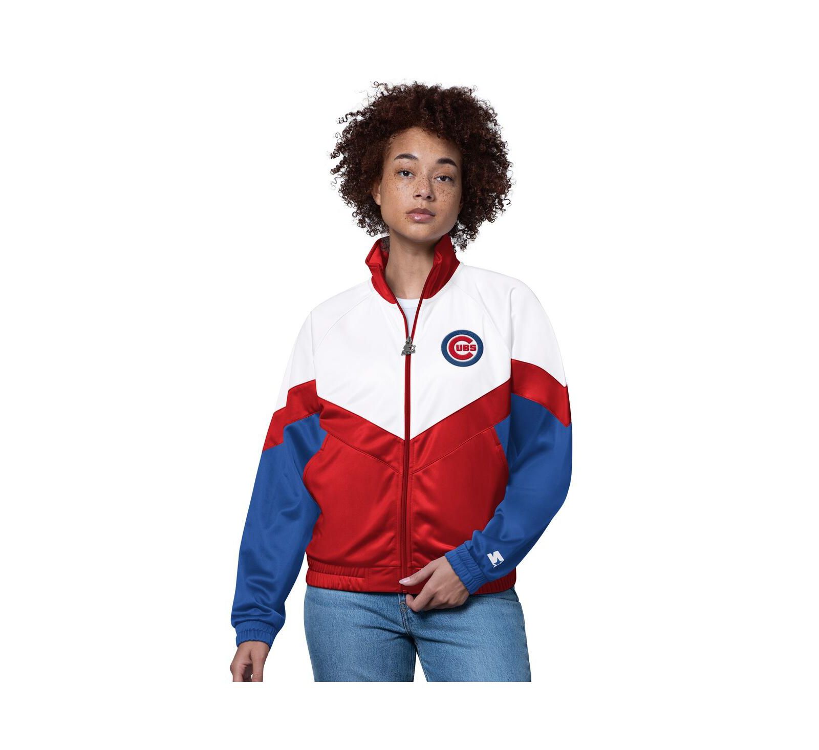 Starter Women's White/Red Chicago Cubs Teamwork Raglan Full-Zip Track Jacket