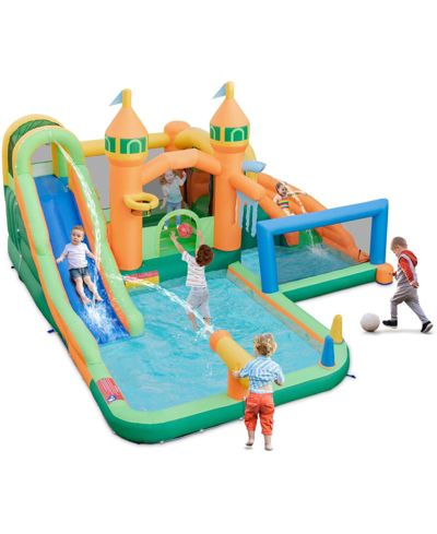 Skonyon Kids Inflatable Water Slide with Dual Slides and Splash Pool, 186"L x 173"W x 110.5"H, Ages 3+