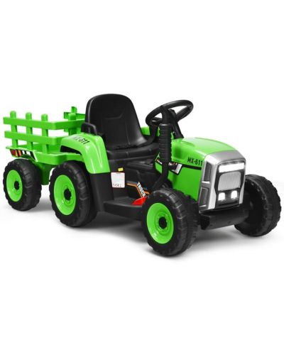 Sugift 12V Ride-On Tractor with 3-Gear-Shift, Dual Operation Modes & Detachable Trailer, Ages 3+