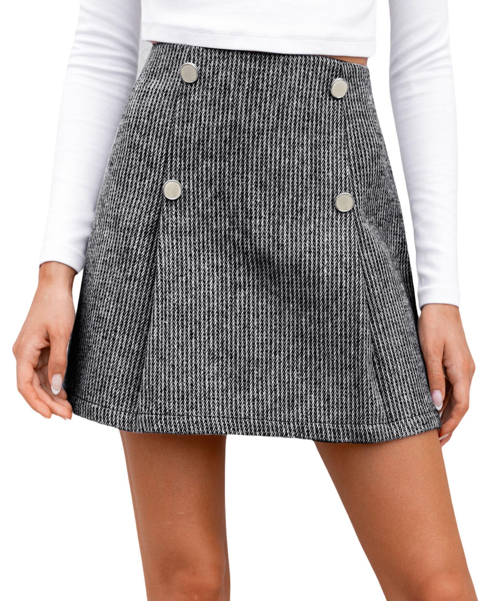 Cupshe Women's Light Grey Pleated Mini Skirt