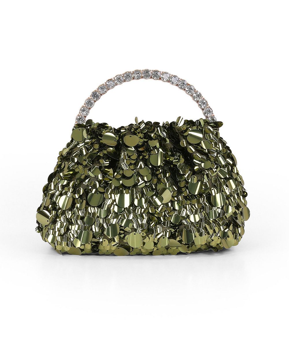 Woman's Holly Crinkle Sequin Crystal Handle Pouch