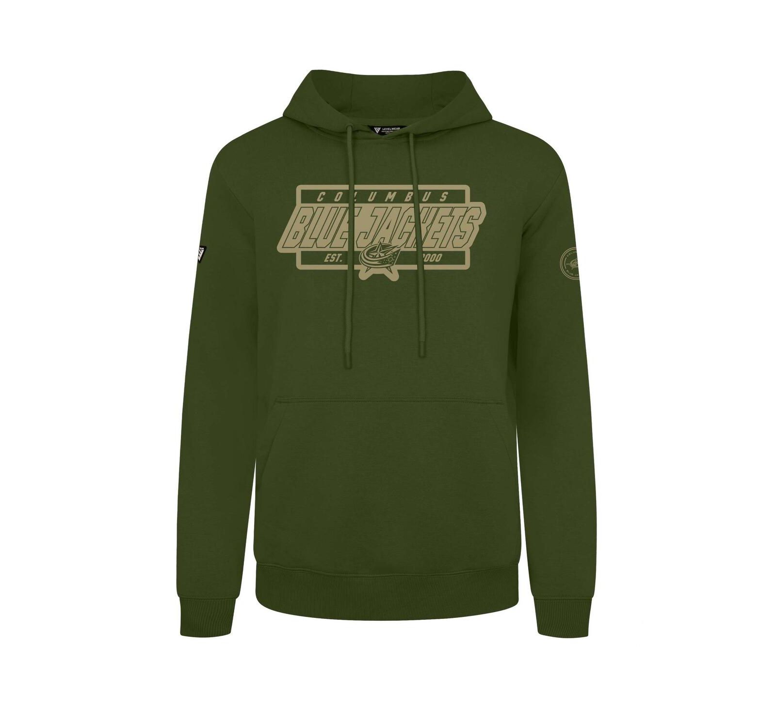 LevelWear Men's Olive Columbus Blue Jackets Podium Pullover Hoodie