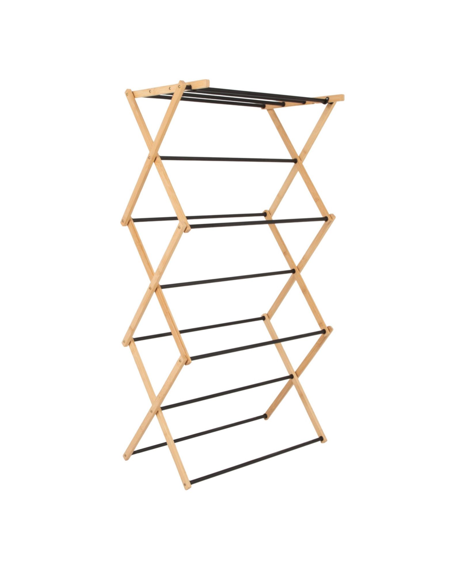 Household Essentials Bamboo Folding Clothes Drying Rack, Black