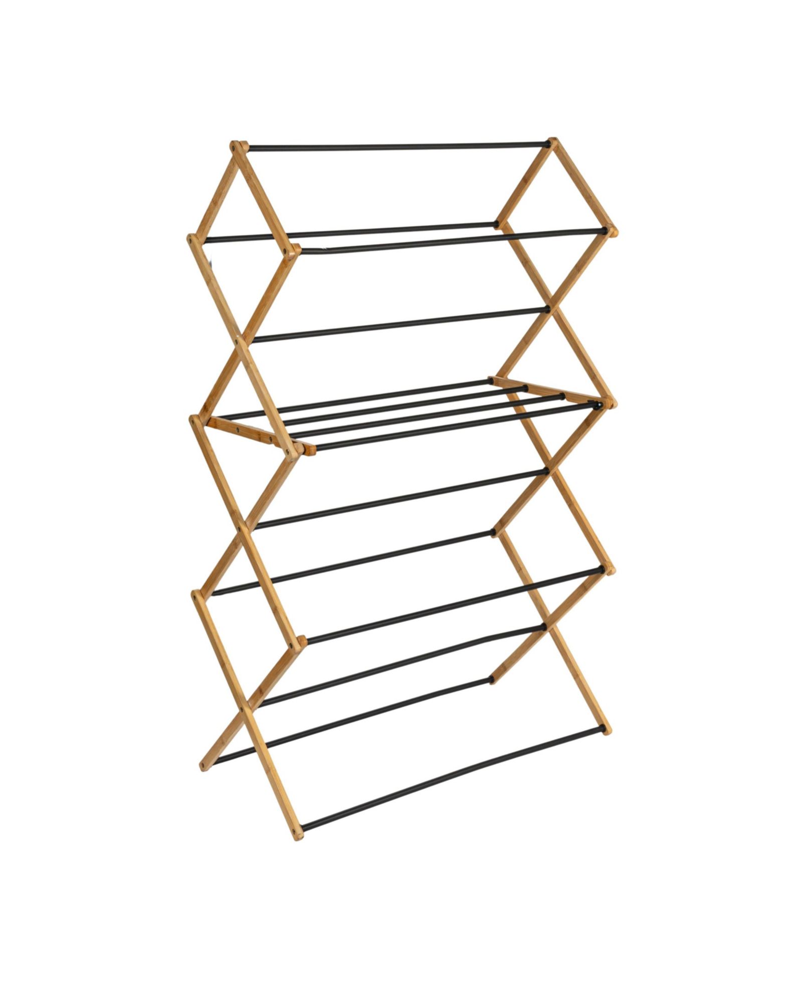Household Essentials Folding Clothes Drying Rack, with 14 Coated Metal Dowels, Black