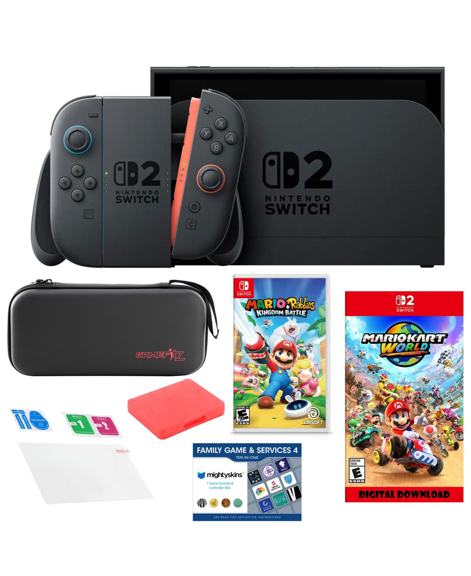 Nintendo Switch 2 MarioKart с Mario Rabbids, комплект аксессуаров и ваучер