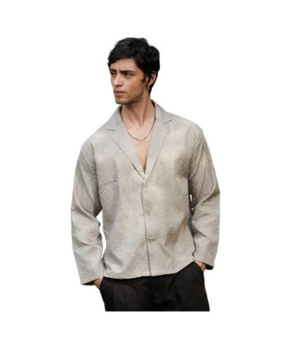 Мужская рубашка Campus Sutra Ecru Beige Wrinked Korean Oversized