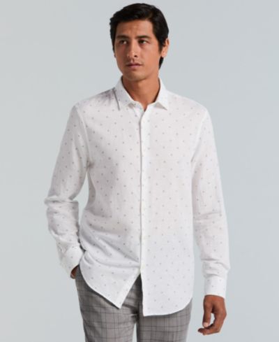Мужская рубашка Perry Ellis Untuck Geo Dot Print Spread Collar Long-Sleeve