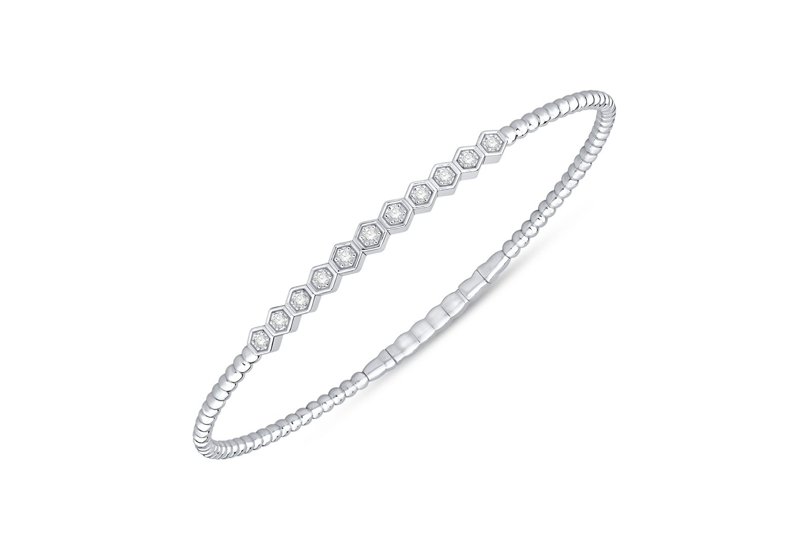 Macy's Diamond Flexible Bangle Bracelet (1/4 ct. t.w.) in Sterling Silver