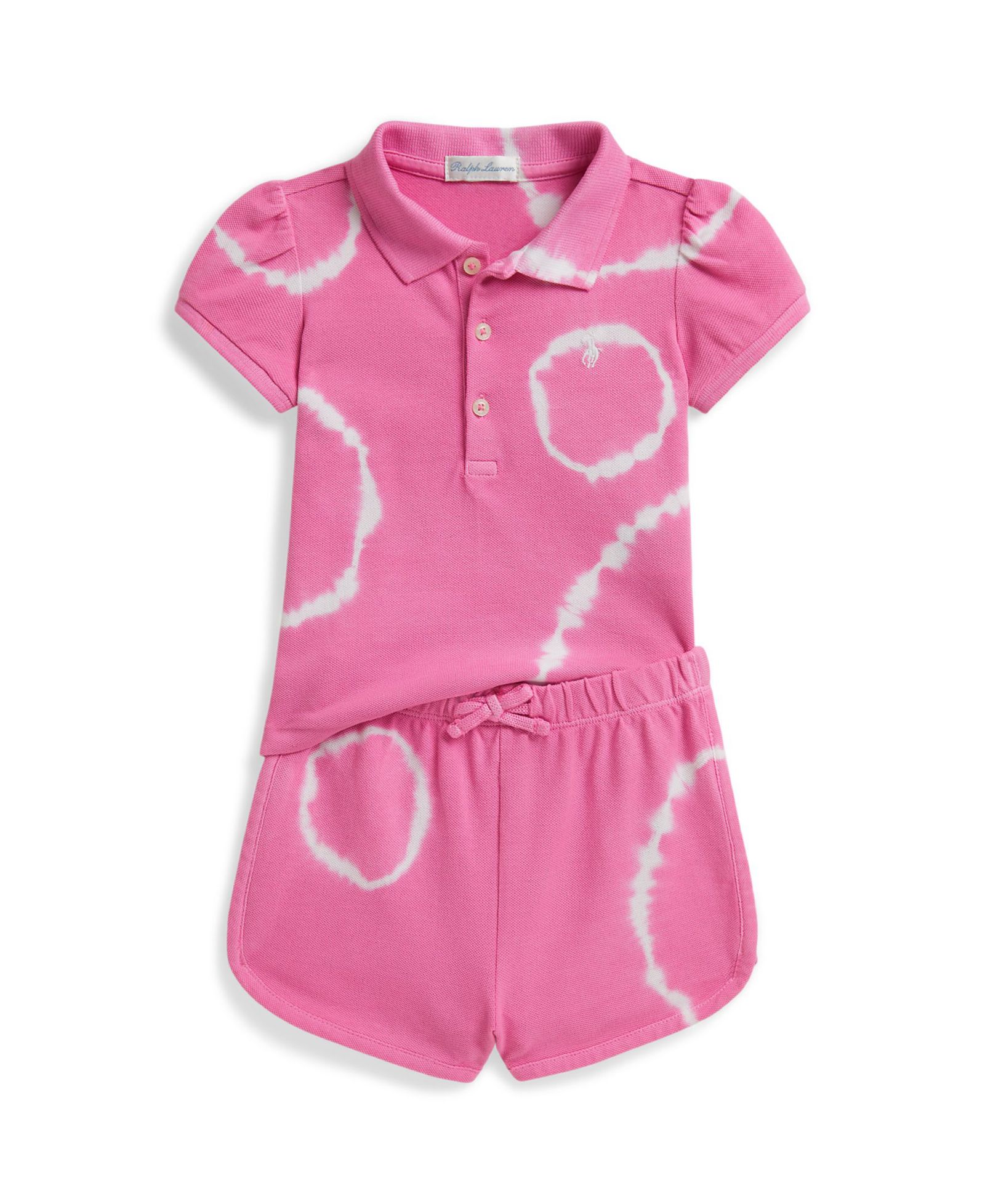 Polo Ralph Lauren Baby Girls' Tie-Dye Stretch Mesh Polo Shirt and Shorts, 2-Piece Set