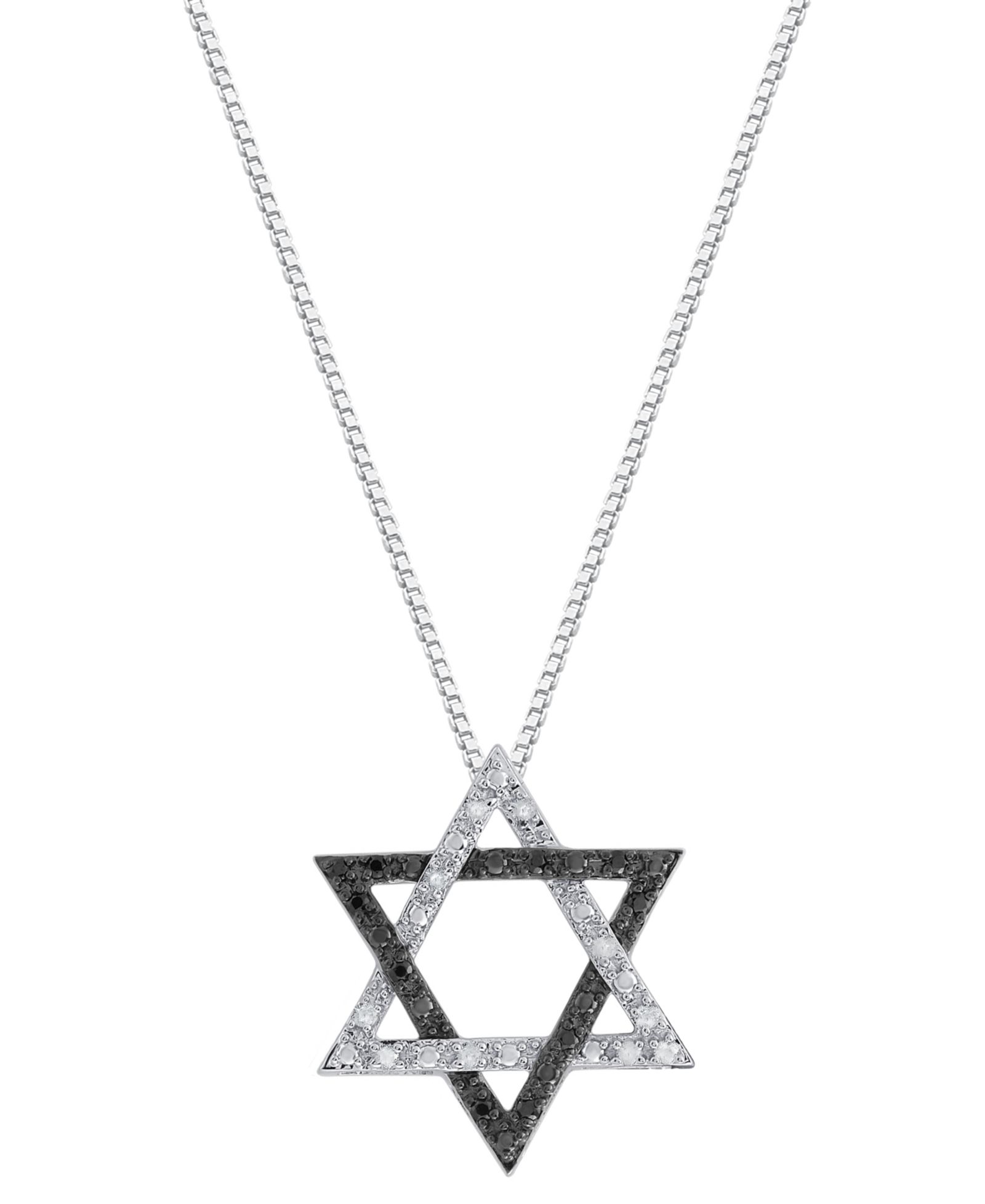 Подвеска Macy's White and Black Diamond Star of David в стерлинговом серебре (1/6 ct. t.w.)