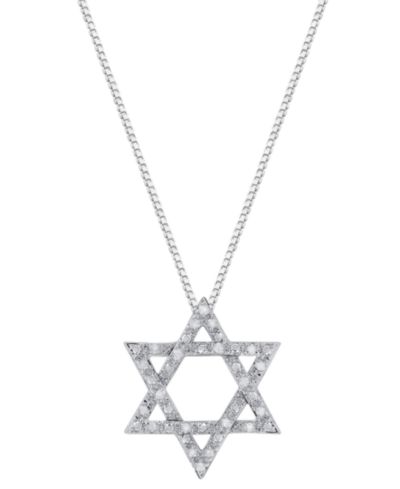 Macy's Diamond Star of David Pendant Necklace (1/6 ct. t.w.) in Sterling Silver