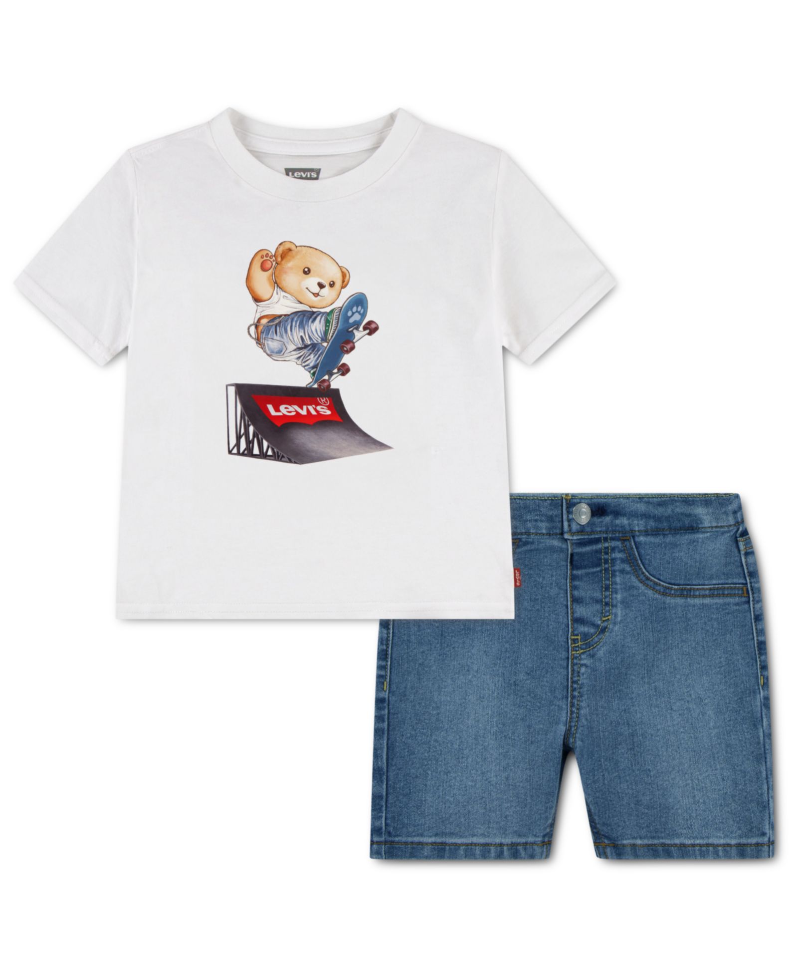Levi's Baby Boys' Skater T-Shirt and Denim Shorts, 2-Piece Set