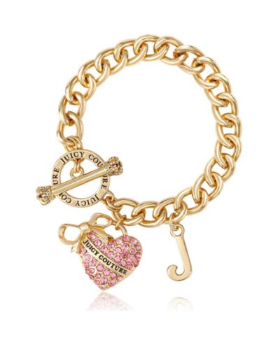 Juicy Couture Браслет Pavé Heart Toggle, Gold-Tone Curb Chain