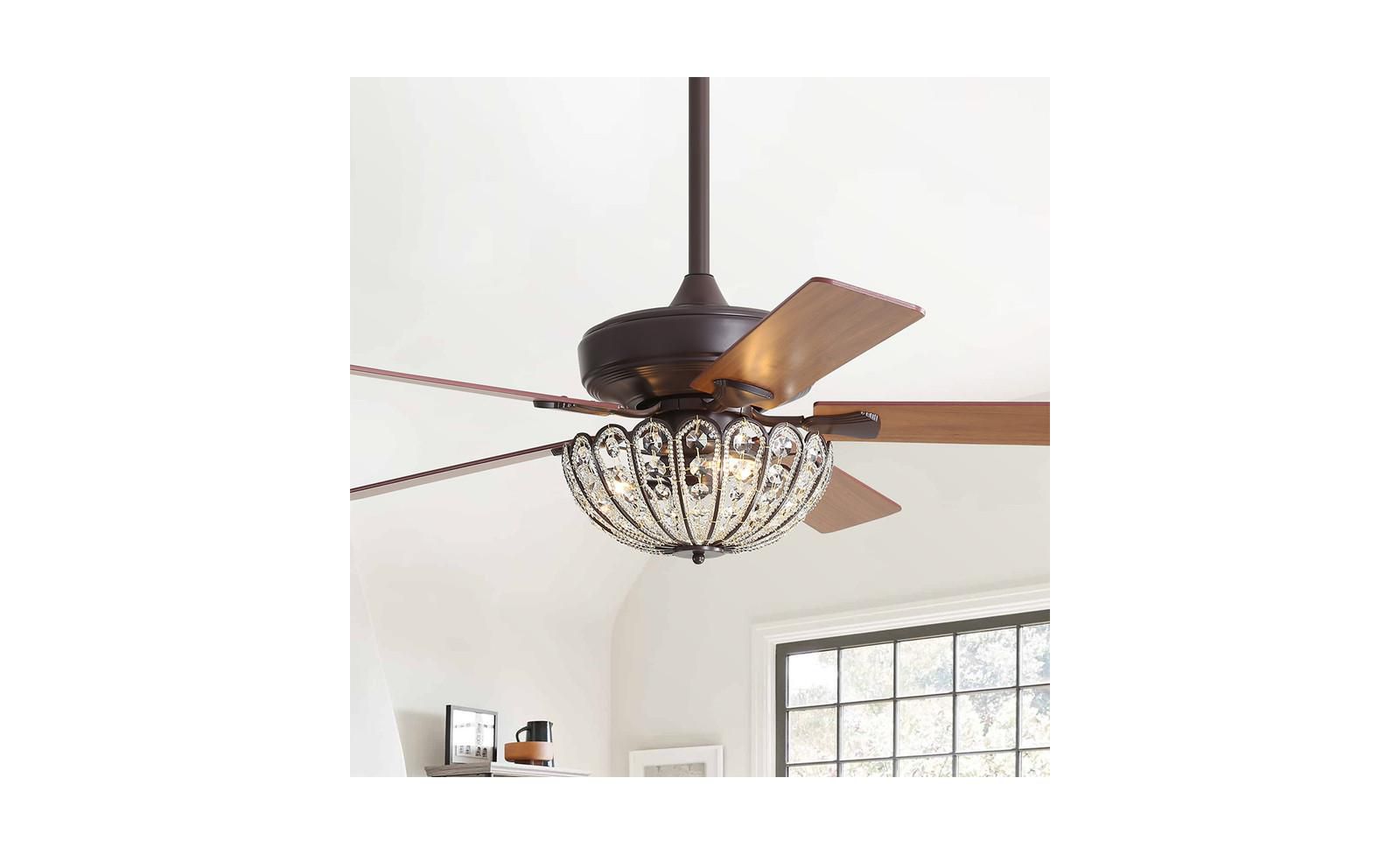 Sofucor 52-inch Elegant and Simple Brown 5-Blade Flush Mount with Remote Control and Timer Functions