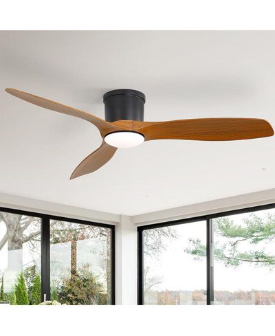 Sofucor 52-inch Modern Minimalist Black 3-Blade Flush Mount with Remote Control,Supporting Mobile Device Connection and Voice Function
