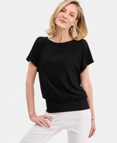 Женский трикотажный топ JM Collection Banded-Hem Short-Sleeve