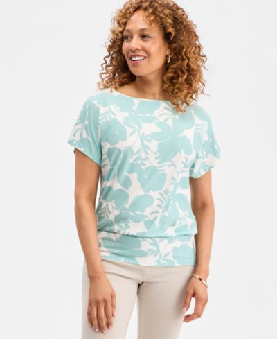 Женский трикотажный топ JM Collection Banded-Hem Short-Sleeve