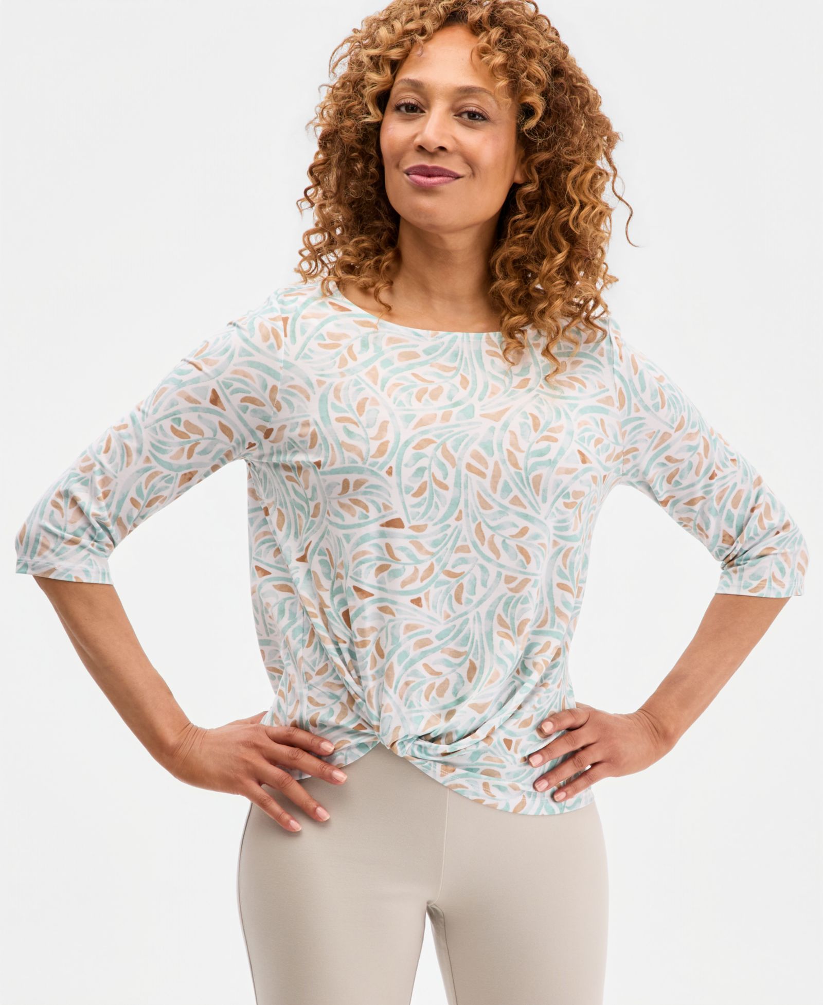JM Collection Women's Printed Boat-Neck Twist-Front Top, Macy's Exclusive