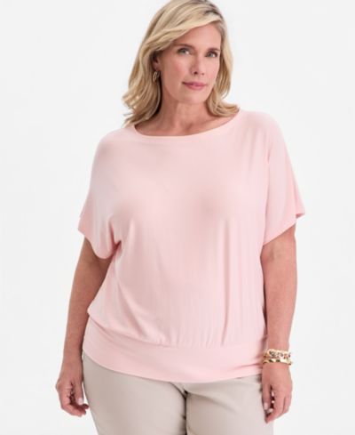 JM Collection Plus Size Banded-Bottom T-Shirt, Macy's Exclusive
