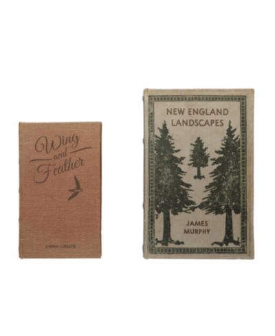 Storied Home набор из 2 коробок для хранения книг, MDF и холст, New England Landscapes
