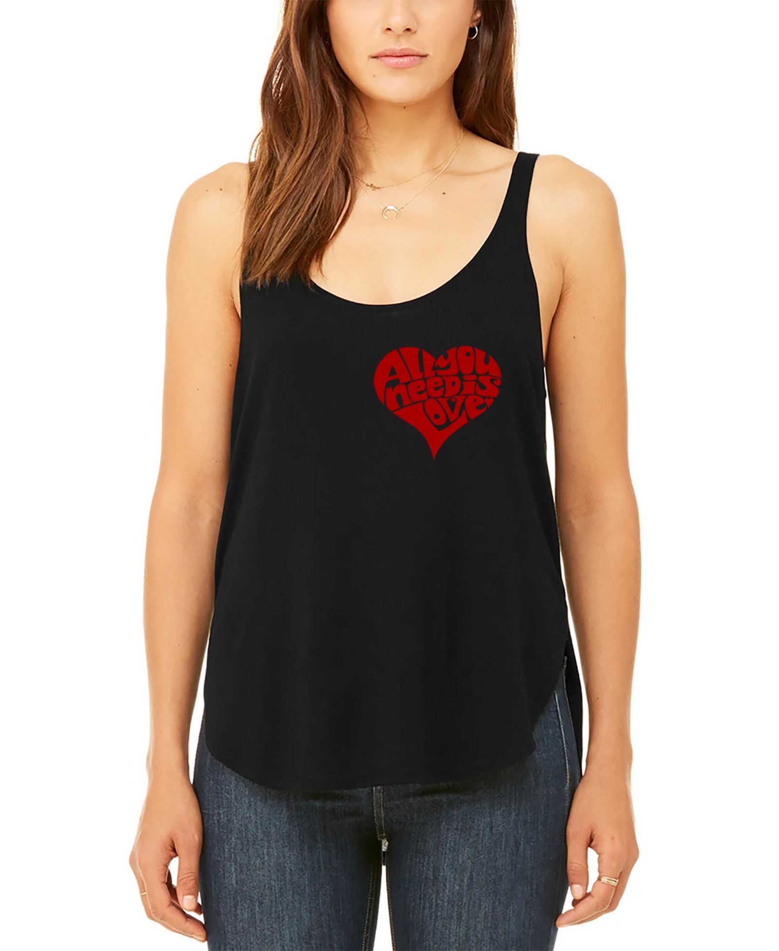 LA Pop Art Женская майка All You Need is Love Premium Word Art Flowy Tank Top