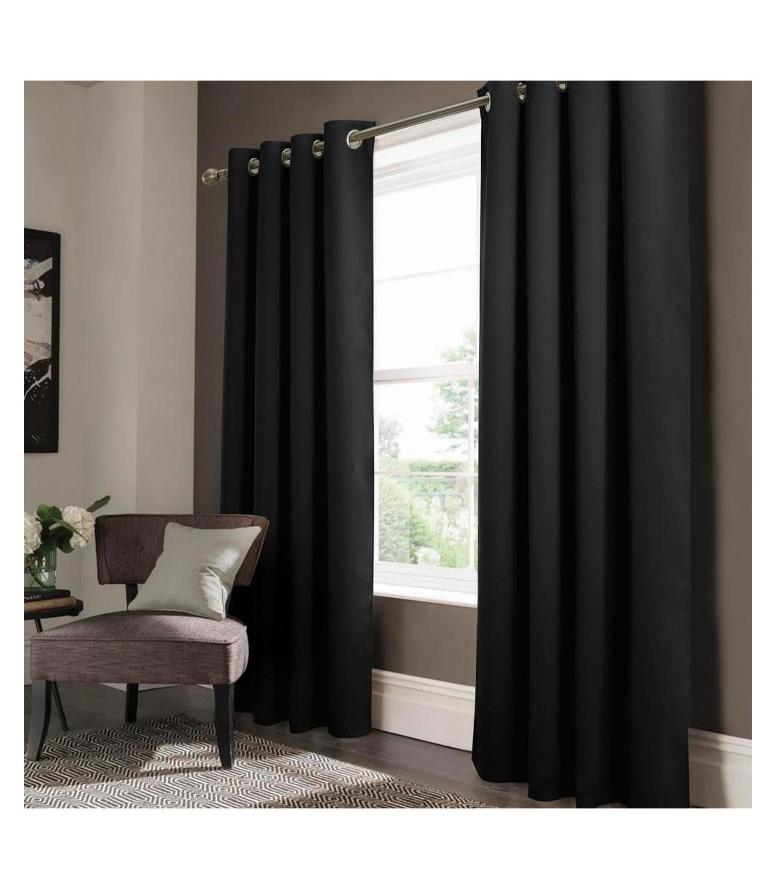 Одиночная панель штор Olivia Gray Anchorage Blackout Grommet, 54x90", Black