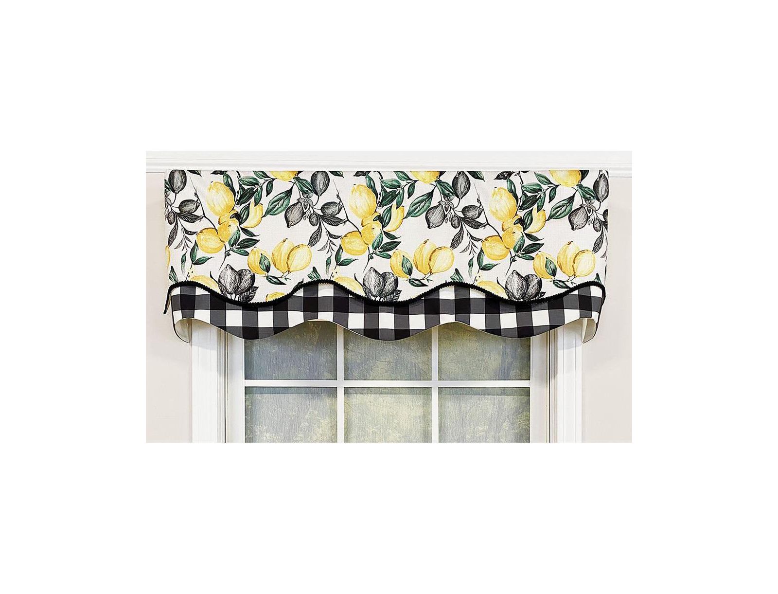 RLF Home El Limon Glory Valance 3" Rod Pocket, Layered, Trimmed