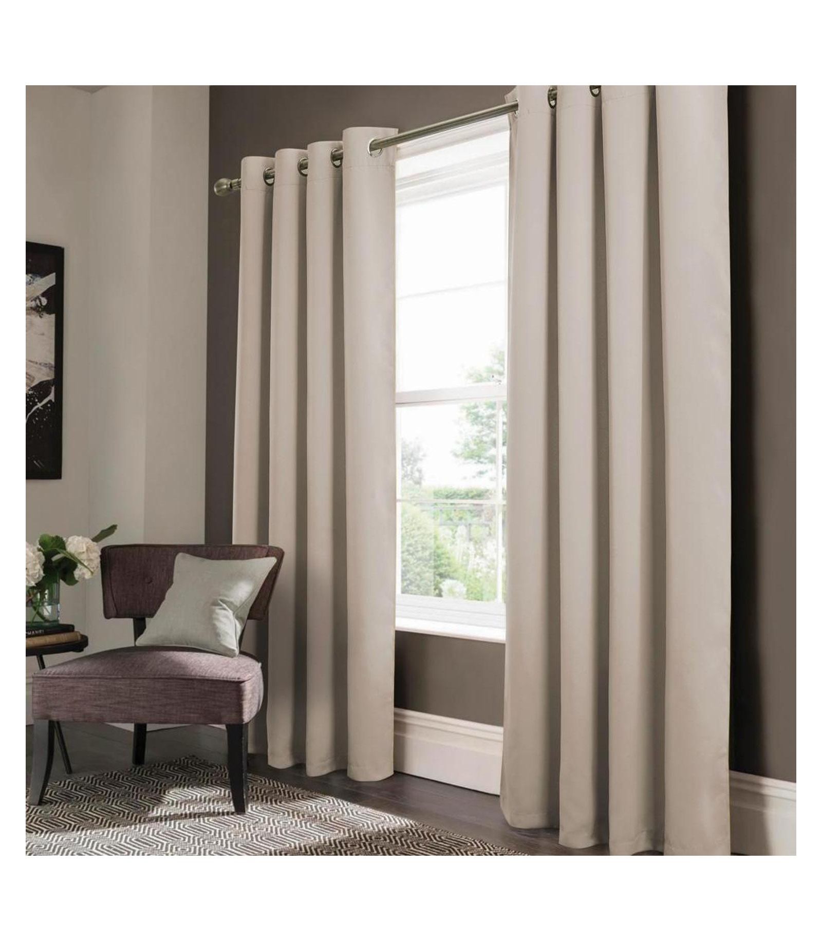 Одинарная штора Olivia Gray Anchorage с люверсами, блэкаут, 54" x 90", цвет слоновая кость